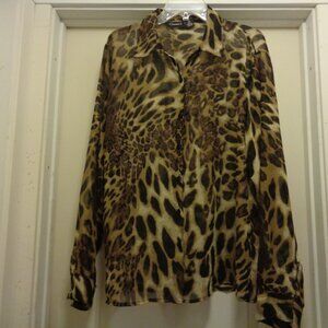 TRENDING PRETTY ANIMAL CHIFFON SHIRT BLOUSE SEMI RETRO BY CASSEES  1 TO 2 X.